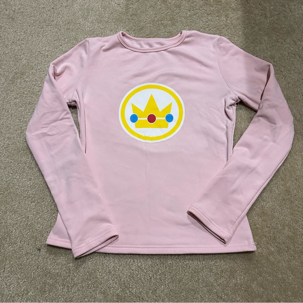 MUST SELL Fuzzy Pink Princess Peach Emblem Long Sleeve